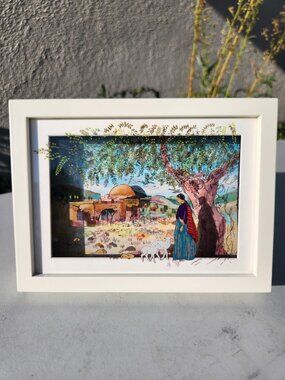 Jean-Pierre Weill 3D Glass Painting Rachel the Matriarch Folk Art Judaica Art